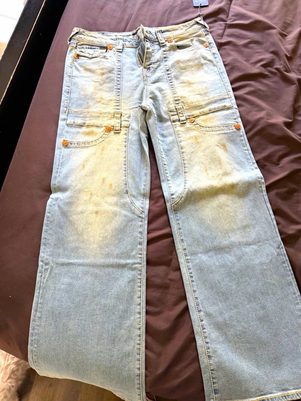 True Religion Women's Light Wash Skinny Jeans with Cargo Pockets